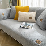 Load image into Gallery viewer, Modern Solid Color Winter Lamb Wool Sofa Towel Thicken Plush Soft And Smooth Sofa Covers For Living Room Anti-slip Couch Cover