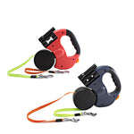 Load image into Gallery viewer, Dual Headed Pet Leashes with Flashlight Garbage Bag Box Automatic Retractable Dogs Traction Rope