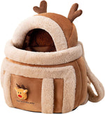 Load image into Gallery viewer, Carrier Bag Backpack Carrier Dog Travel Bag Pet Winter Outdoor Carriers Plush Reindeer Bag With Hand Warmers