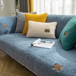 Load image into Gallery viewer, Modern Solid Color Winter Lamb Wool Sofa Towel Thicken Plush Soft And Smooth Sofa Covers For Living Room Anti-slip Couch Cover