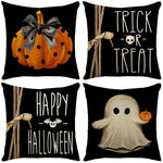 Load image into Gallery viewer, Ghost Pumpkin Halloween Black Throw Pillow Cover, 18 X 18 Inch Holiday Farmhouse Cushion Case Decoration For Sofa Couch