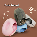 Load image into Gallery viewer, Four Seasons Available Cat Nest Round Woolen Felt Pet Dual-use Cat Nest Tunnel Interactive Training Toy Grey Felt Cat Nest