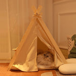 Load image into Gallery viewer, Pet Tent Cat Litter Removable And Washable Striped Canvas Solid Wood
