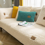 Load image into Gallery viewer, Modern Solid Color Winter Lamb Wool Sofa Towel Thicken Plush Soft And Smooth Sofa Covers For Living Room Anti-slip Couch Cover