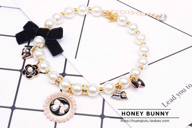 Pet accessories dog chain teddy lace bow cat bell