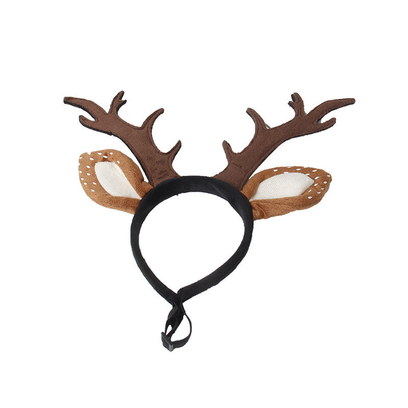 Cute plush pet christmas antler headband