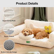 MEWOOFUN Orthopedic Dog Bed For Small Or Medium Dogs - 34.6 Inches Egg Foam Sofa With Removable Washable Cover & Non-Slip Bottom, Large, Beige