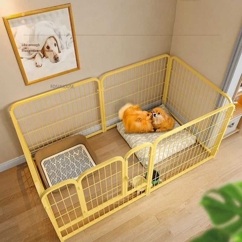 Modern simple wrought iron pet fence dog cage small and medium size dog teddy corgi isolation door indoor guardrail fence kennel