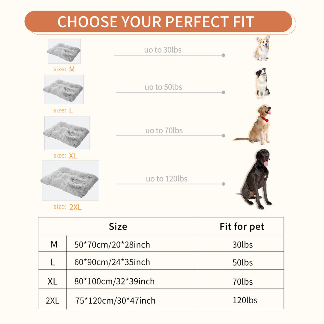 Fluffy Dog Crate Pad, Plush Faux Fur Dogs Bed For Dogs, Calming Anti Anxiety Cat Bed For Crate, Soft Warm Dog Crate Mat Non Slip Bottom