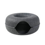 Load image into Gallery viewer, Four Seasons Available Cat Nest Round Woolen Felt Pet Dual-use Cat Nest Tunnel Interactive Training Toy Grey Felt Cat Nest
