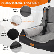 Coral Fleece Dog Booster Seat, Pet Travel Bed With Storage And Clip-on Leash, For Large Dogs 70 Lbs Or 2 Medium,Small Dogs