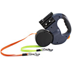 Load image into Gallery viewer, Dual Headed Pet Leashes with Flashlight Garbage Bag Box Automatic Retractable Dogs Traction Rope
