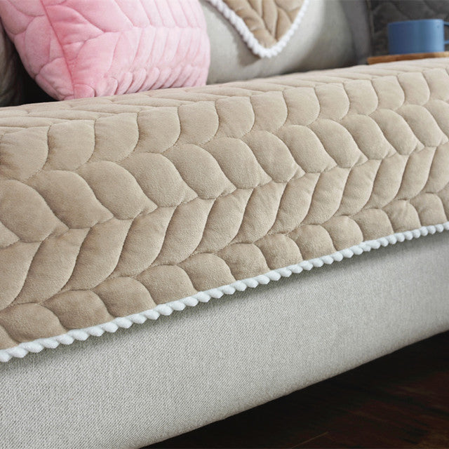 Thicken plush quilted sofa towel universal sectional sofa cover anti slip couch covers for sofa warm soft bay window mat