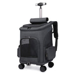 Load image into Gallery viewer, Portable Folding Trolley Pet Backpack Traveling Cat Backpack With Universal Wheel Trolley Pet Bag
