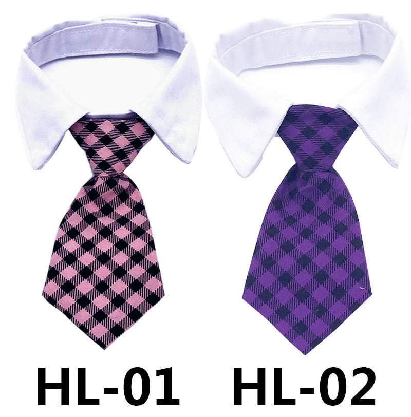 Pet Tie Print Cat And Dog Accessories Solid Color Striped Check Tie