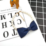 Load image into Gallery viewer, Pet Neck Chain Cat Dog Accessories Pearl Necklace Denim Bow Pendant cute Princess bib
