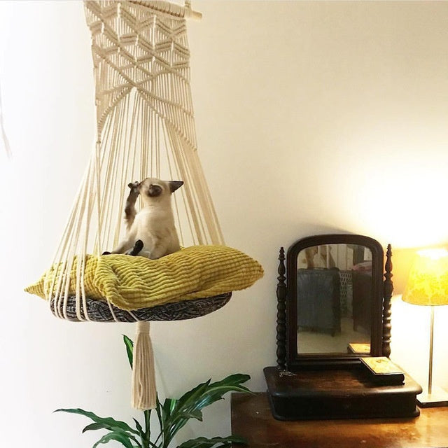 Pet swing cage handmade macrame four seasons available
