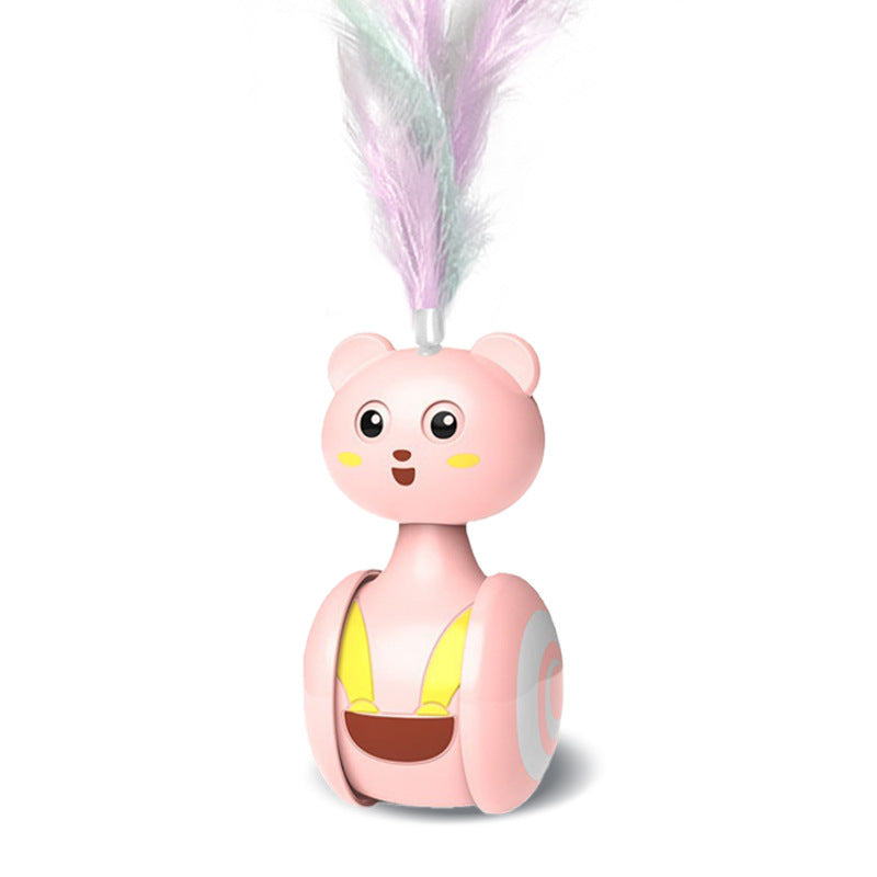 Cat interactive feather toys pet bumbler funny toy interactive cats toys cat rolling teaser feather wand toys rotating ball