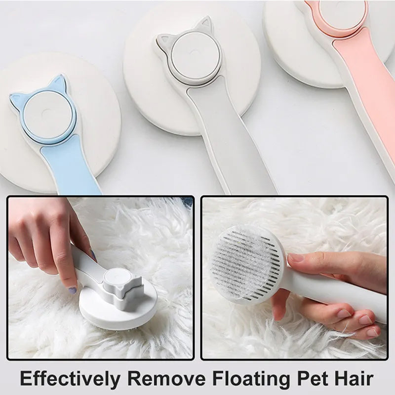 Cn cat grooming brush, self cleaning slicker brushes for dogs pet hair removal comb stainless steel needle cat brush self cleaning for cats dogs hair remover scraper pet grooming tool
