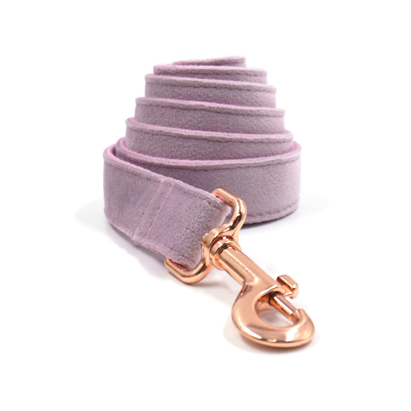 Dark Grey Velvet Pet Collar Leash