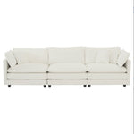 Load image into Gallery viewer, Mid-Century Modern Couch 3-Seater Sofa With 2 Armrest Pillows And 3 Toss Pillows, Couch For Living Room White Chenille
