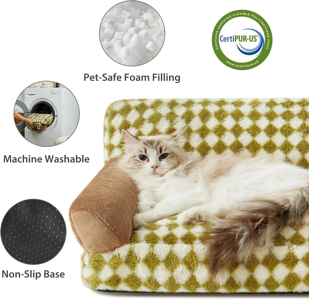 Cat Couch Bed And Dog Couch Bed Pet Couch Bed For Small Pet Cute Dog Sofa Bed Cat Sofa Pet Sofa With Non-Slip Bottom Checkered Dog Bed With Washable Cover