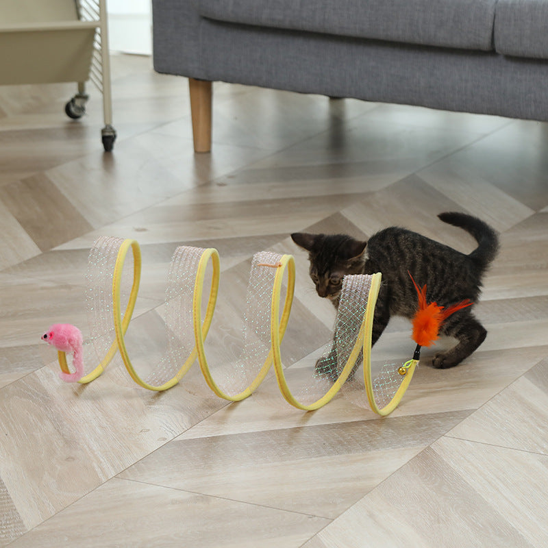 Cat pets toys mouse shape balls foldable cat kitten play tunnel funny cat stick mouse supplies simulation mouse pet accessories