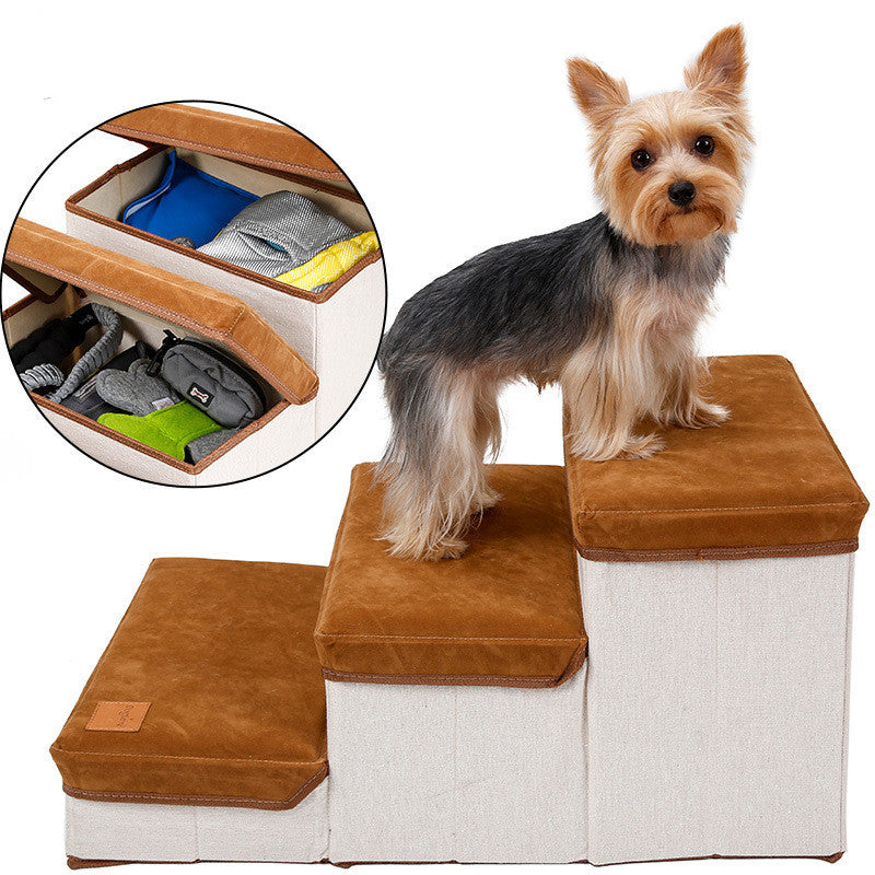 Foldable storage pet dog stairs