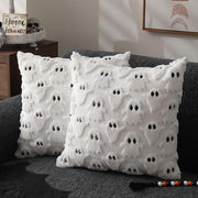 Halloween Pillow Covers 18x18 Inch White Ghost Throw Pillow Cases Soft Plush  Couch Cushion Case For Chair Sofa Bedroom Living Room Home Decor
