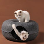 Load image into Gallery viewer, Four Seasons Available Cat Nest Round Woolen Felt Pet Dual-use Cat Nest Tunnel Interactive Training Toy Grey Felt Cat Nest
