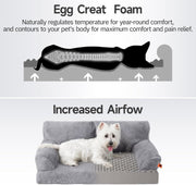 MEWOOFUN Orthopedic Dog Bed For Medium Dogs - Waterproof Pet Sofa With Supportive Foam, 35.4x25.6x11.8 Inch Washable Cover & Non-Slip Bottom, Grey