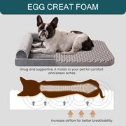 MEWOOFUN Orthopedic Dog Bed For Large Dogs - XL Egg Crate Foam Mattress With Removable Washable Cover, Waterproof Pet Couch Bed Grey, Extra Large