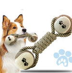Load image into Gallery viewer, Pet Dumbbell Rope Tennis Ball Chew Toys Teeth Cleaning
