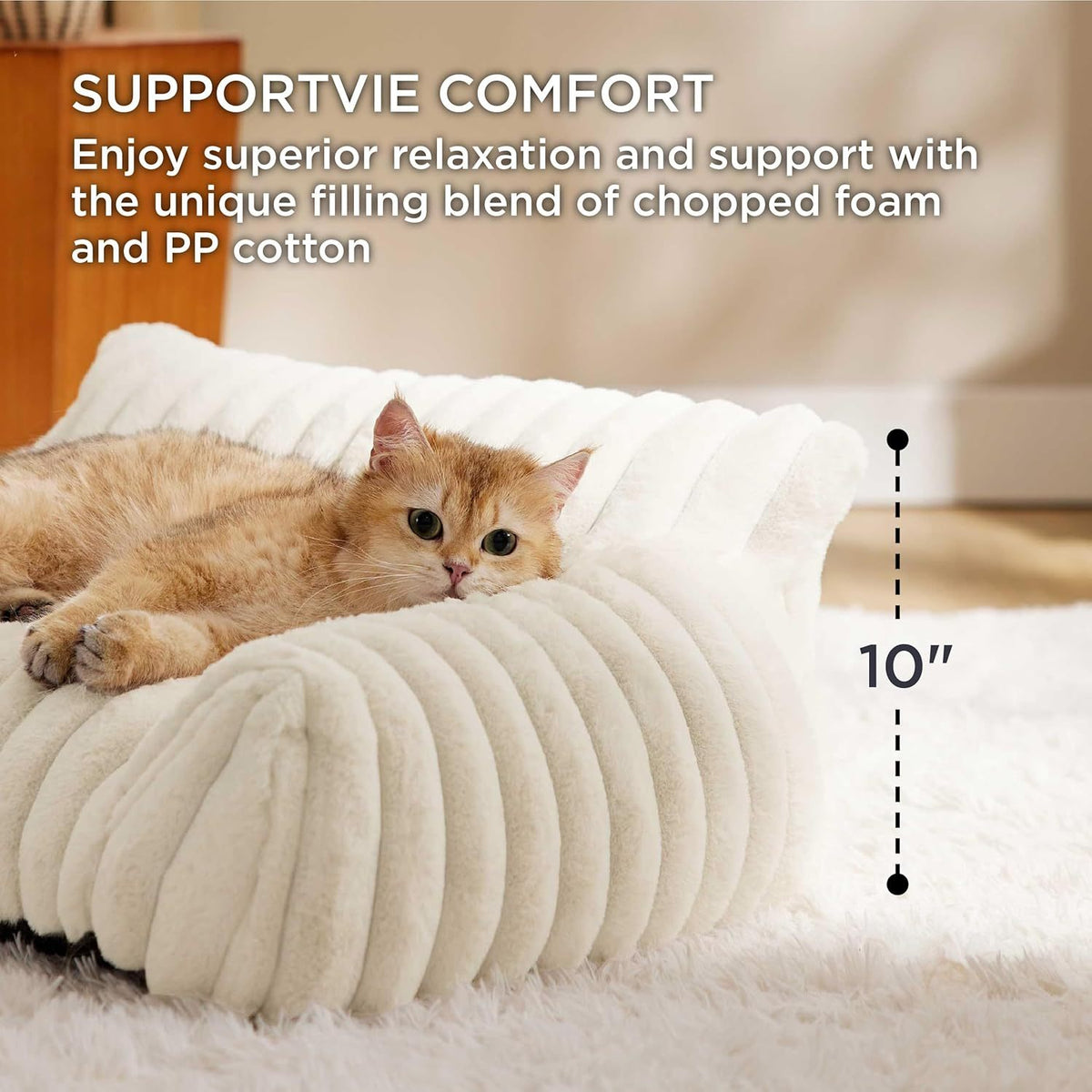 Bedsure cute cat couch for pets   fluffy cat sofa with premium soft corduroy fleece fuzzy cat couch bed with cover supportive cat chair for indoor cats
