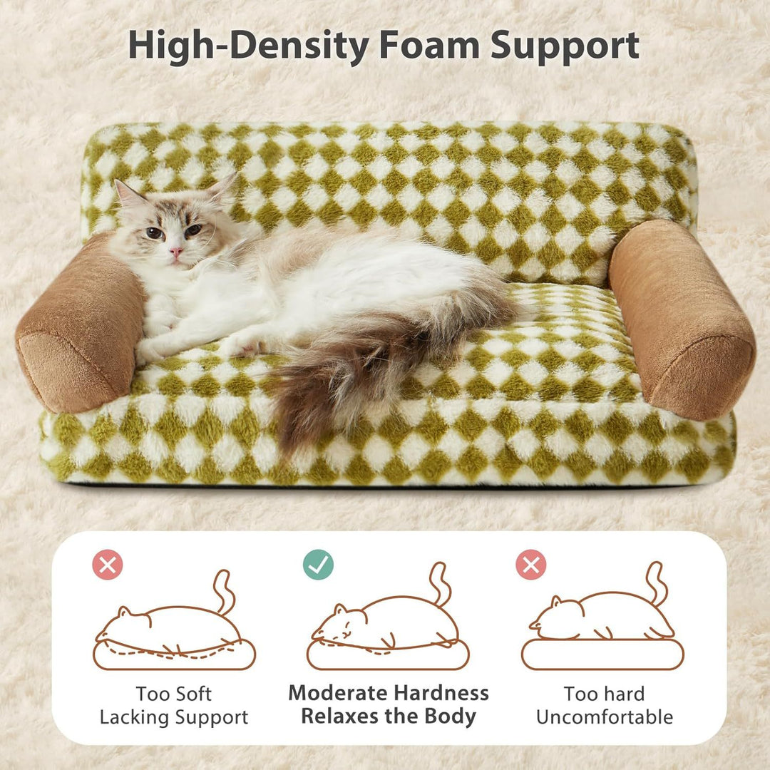 Cat Couch Bed And Dog Couch Bed Pet Couch Bed For Small Pet Cute Dog Sofa Bed Cat Sofa Pet Sofa With Non-Slip Bottom Checkered Dog Bed With Washable Cover