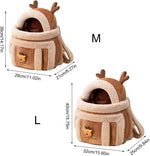 Load image into Gallery viewer, Carrier Bag Backpack Carrier Dog Travel Bag Pet Winter Outdoor Carriers Plush Reindeer Bag With Hand Warmers
