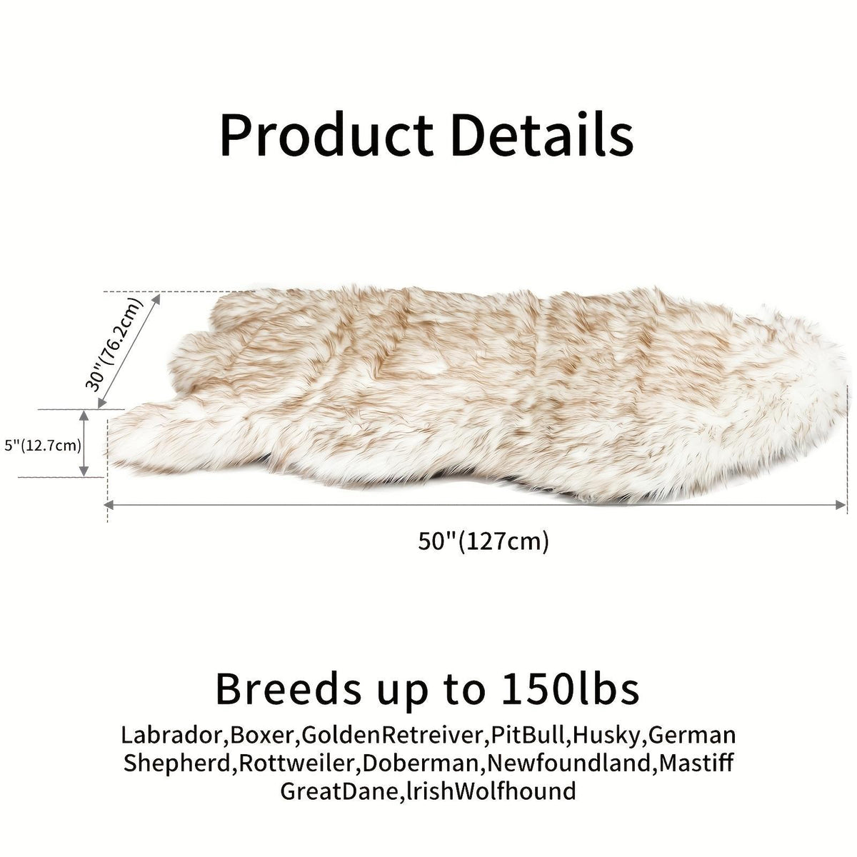 Luxury faux fur 5 inches thick super soft memory foam dog bed with soft removable orthopedic dog bed cover and waterproof liner