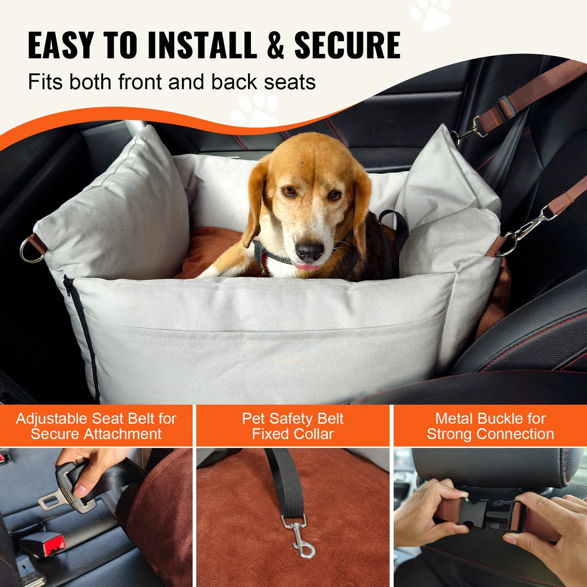 Vevor dog booster car seat pet car seat for small dog up to 25lbs gray