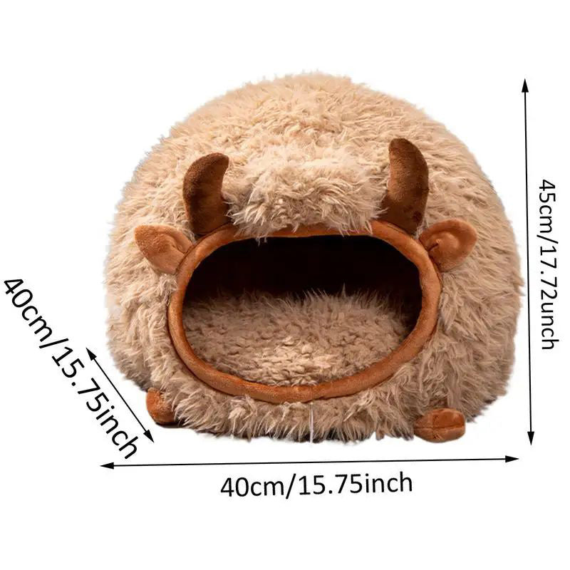 Cat Cave Yak Shaped Warm Pet Bed Cat Caves Indoor Cat Nest Semi-Enclosed Dog Tent Bed With Cover For Indoor And Outdoor Play