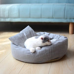 Load image into Gallery viewer, Dog Bed For Small Dogs Sleeping Mat Soft Cat House Round Short Plush Nest Kitten Puppy Chihuahua Bed With Pillow Dog Supplies
