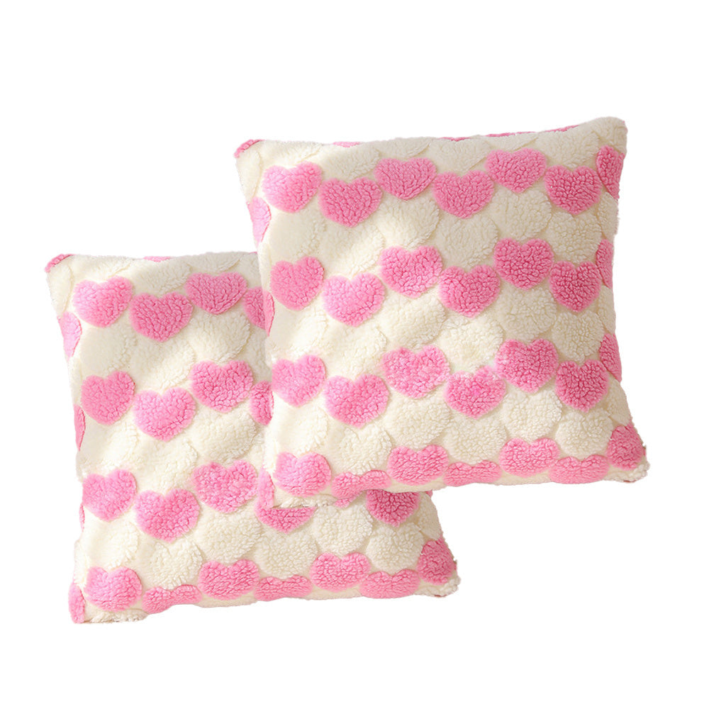 Heart Cute Decorative Valentines Throw Pillow Covers 18x18 Inch, Soft Square Cushion Case,Home Decor For Living Room Couch Bed Sofa, Set Of 2 Pack