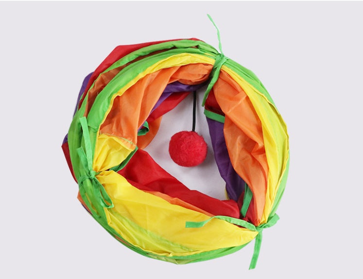 Rainbow S-shaped Cat Tunnel Self-hey Educational Cat Toy Collapsible Cat Tunnel