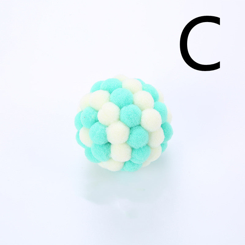 Cat Toy Colorful Plush Ball, Sounding Multi-color Rainbow Ball