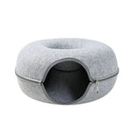 Load image into Gallery viewer, Four Seasons Available Cat Nest Round Woolen Felt Pet Dual-use Cat Nest Tunnel Interactive Training Toy Grey Felt Cat Nest
