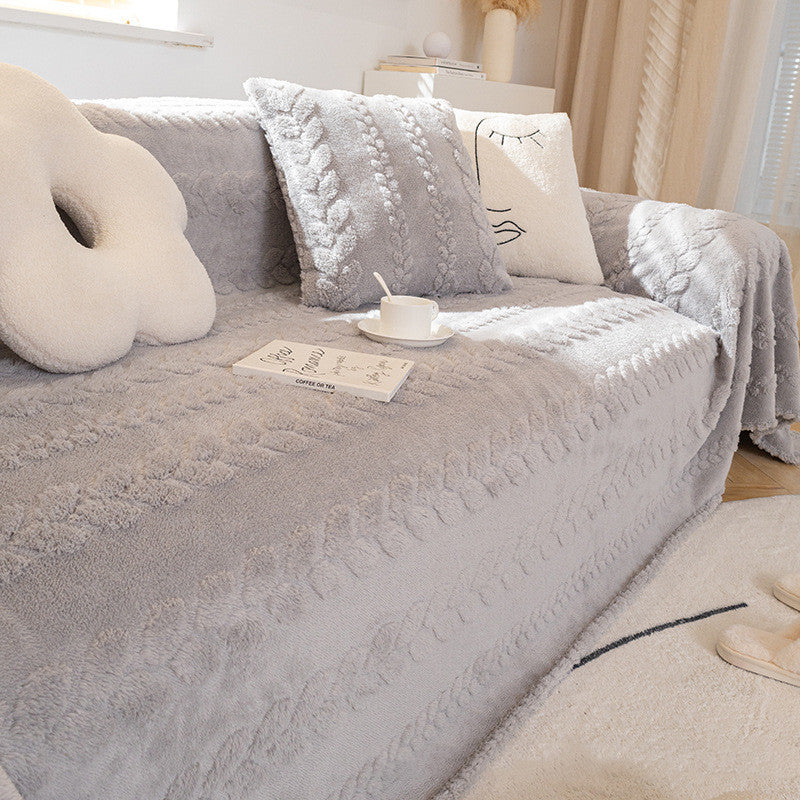 Winter Plush Anti-cat Scratch Sofa Cover Cloth