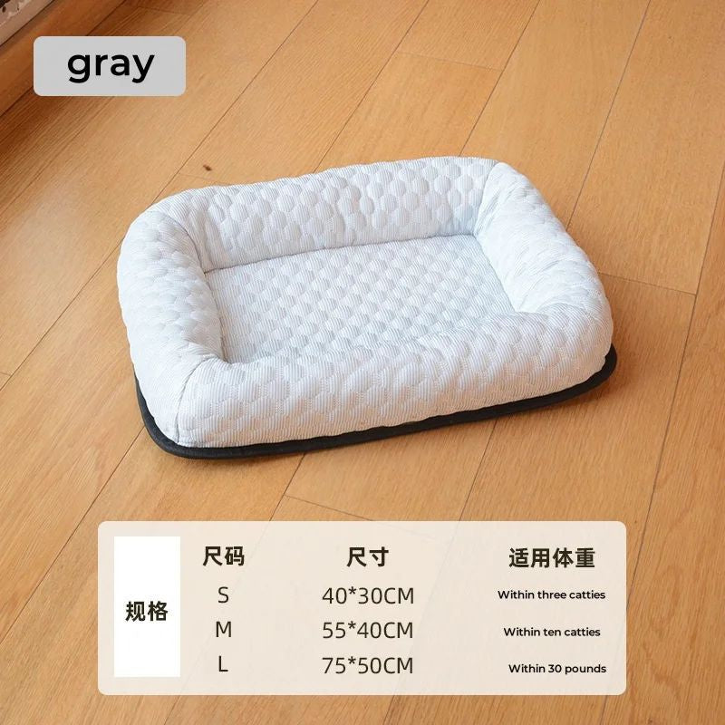 Summer Cooling Pet Cat Bed Cushion Ice Pad Dog Sleeping Square Shape For Puppy Dog Kennel Breathable Home Quality Cool Green Mat