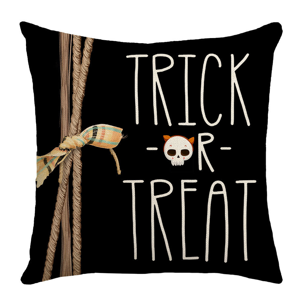 Ghost Pumpkin Halloween Black Throw Pillow Cover, 18 X 18 Inch Holiday Farmhouse Cushion Case Decoration For Sofa Couch
