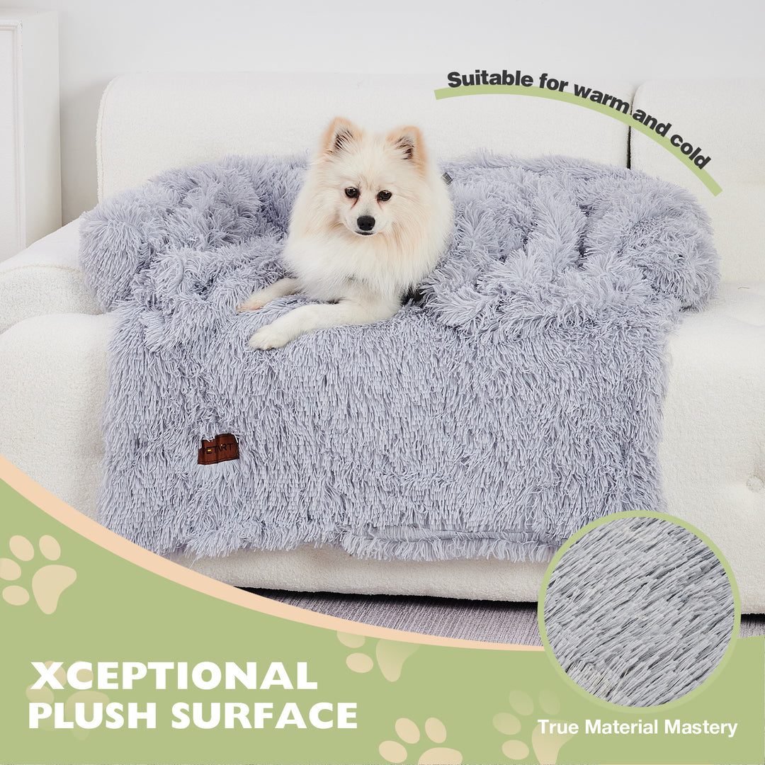 Dog Couch Bed Mat - Fluffy Plush Dog Sofa Bed With Blancket ,Pet Furniture Protector With Removable Washable Cover For Medium And Large Dogs, For Indoor, Outdoor, And Car Use
