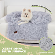 Dog Couch Bed Mat - Fluffy Plush Dog Sofa Bed With Blancket ,Pet Furniture Protector With Removable Washable Cover For Medium And Large Dogs, For Indoor, Outdoor, And Car Use