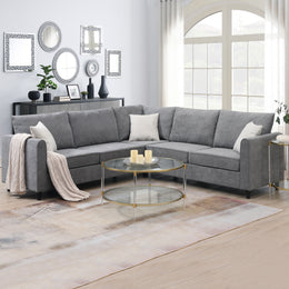 New 91 91  Modern L-Shape Sectional Sofa  Upholstered Living Room Couch